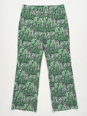 Jude Connally Trixie Pants M Abstract Elephant Maximalist Bold Print Retro Mod